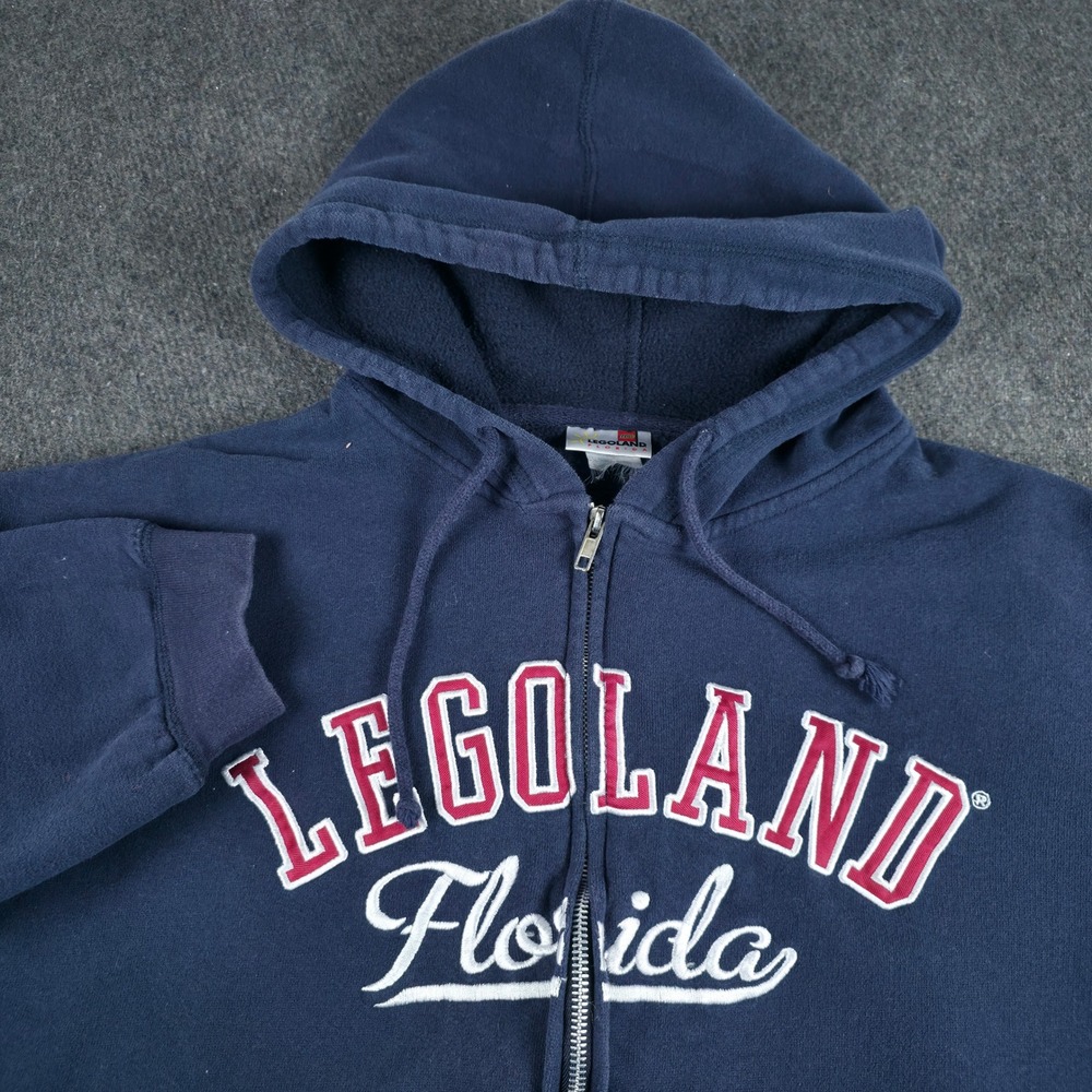 Legoland Florida Hoodie Mens XL Navy Blue Lego Fan Zip Up Fleece Sweatshirt 2012